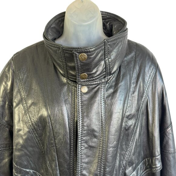 Vintage Dimitri Black Leather Moto Jacket – Men's XL, 80s Style Outerwear - Picture 5 of 12